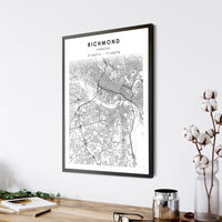 Richmond, Virginia Scandinavian Map Print 