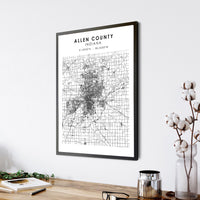 
              Allen County, Indiana Scandinavian Map Print 
            