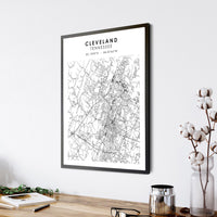 
              Cleveland, Tennessee Scandinavian Map Print
            