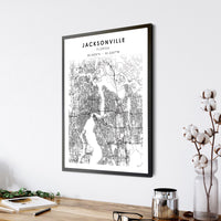 
              Jacksonville, Florida Scandinavian Map Print 
            