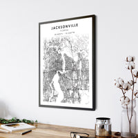 Jacksonville, Florida Scandinavian Map Print 