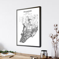 
              Salvador, Brazil Scandinavian Style Map Print 
            