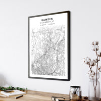 
              Hamden, Connecticut Scandinavian Map Print 
            