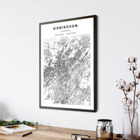 Birmingham, Alabama Scandinavian Map Print 