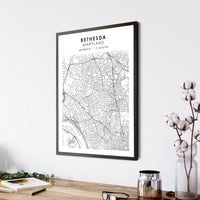 
              Bethesda, Maryland Scandinavian Map Print 
            