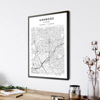 
              Kirkwood, Missouri Scandinavian Map Print 
            