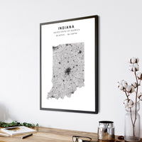 
              Indiana, United States Scandinavian Style Map Print 
            