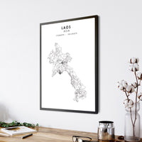 
              Laos Scandinavian Style Map Print 
            