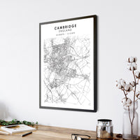 
              Cambridge, England Scandinavian Style Map Print 
            