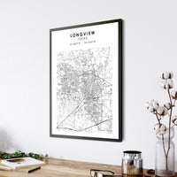 
              Longview, Texas Scandinavian Map Print 
            