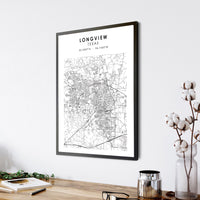 Longview, Texas Scandinavian Map Print 