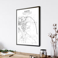 
              Dieppe, New Brunswick Scandinavian Style Map Print 
            