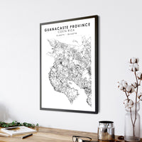 
              Guanacaste Province, Costa Rica Scandinavian Style Map Print 
            