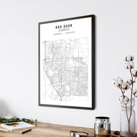 
              Red Deer, Alberta Scandinavian Style Map Print 
            