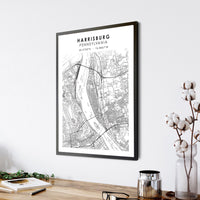 
              Harrisburg, Pennsylvania Scandinavian Map Print 
            