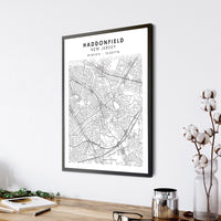 Haddonfield, New Jersey Scandinavian Map Print 