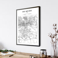 
              Des Moines, Iowa Scandinavian Map Print 
            