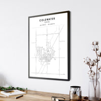 
              Coldwater, Ohio Scandinavian Map Print 
            