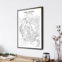 Fort Meade, Maryland Scandinavian Map Print 