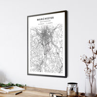 Manchester, New Hampshire Scandinavian Map Print 