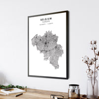 
              Belgium, Europe Scandinavian Style Map Print 
            