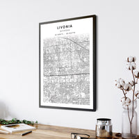 
              Livonia, Michigan Scandinavian Map Print 
            