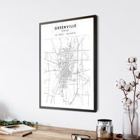 Greenville, Ohio Scandinavian Map Print 