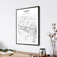 
              Donna, Texas Scandinavian Map Print 
            
