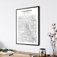 
              Birmingham, Michigan Scandinavian Map Print 
            