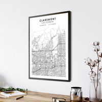 Claremont, California Scandinavian Map Print 