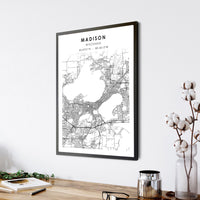
              Madison, Wisconsin Scandinavian Map Print 
            