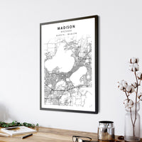 Madison, Wisconsin Scandinavian Map Print 