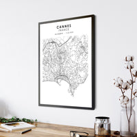 
              Cannes, France Scandinavian Style Map Print 
            