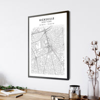 
              Hicksville, New York Scandinavian Map Print 
            