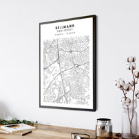 
              Bellmawr, New Jersey Scandinavian Map Print 
            