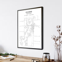 
              Cicero, Indiana Scandinavian Map Print
            