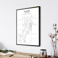 Cicero, Indiana Scandinavian Map Print