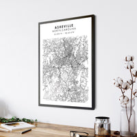 Asheville, North Carolina Scandinavian Map Print 