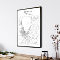 Rotorua, New Zealand Scandinavian Style Map Print 