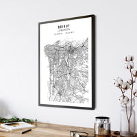 
              Beirut, Lebanon Scandinavian Style Map Print 
            