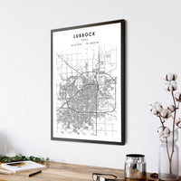 
              Lubbock, Texas Scandinavian Map Print 
            