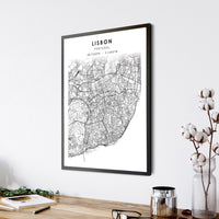 
              Lisbon, Portugal Scandinavian Style Map Print 
            