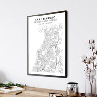 
              San Fernando, Trinidad and Tobago Scandinavian Style Map Print 
            