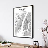 
              New York, New York Scandinavian Map Print 
            