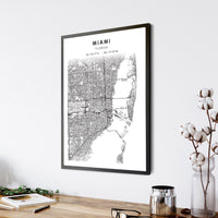 
              Miami, Florida Scandinavian Map Print 
            