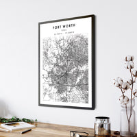 
              Fort Worth, Texas Scandinavian Map Print 
            