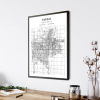 Fargo, North Dakota Scandinavian Map Print 