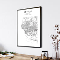 
              Le Havre, France Scandinavian Style Map Print 
            