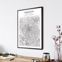 
              Charlotte, North Carolina Scandinavian Map Print 
            