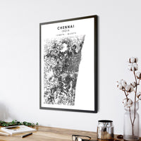 Chennai, India Scandinavian Style Map Print 